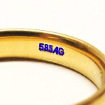 Close up of the hallmark on the 585 (14 kt) gold ring