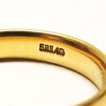 Close up of the hallmark on the 585 (14 kt) gold ring