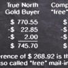 Comparison True North Gold Buyer Payout